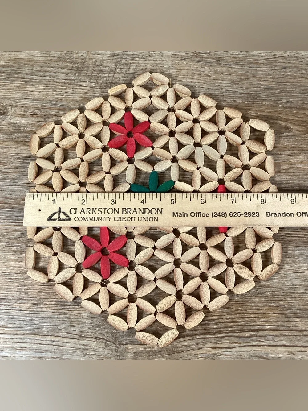 Vintage Wood Trivets - Bamboo Bead And West Germany Quilt Star